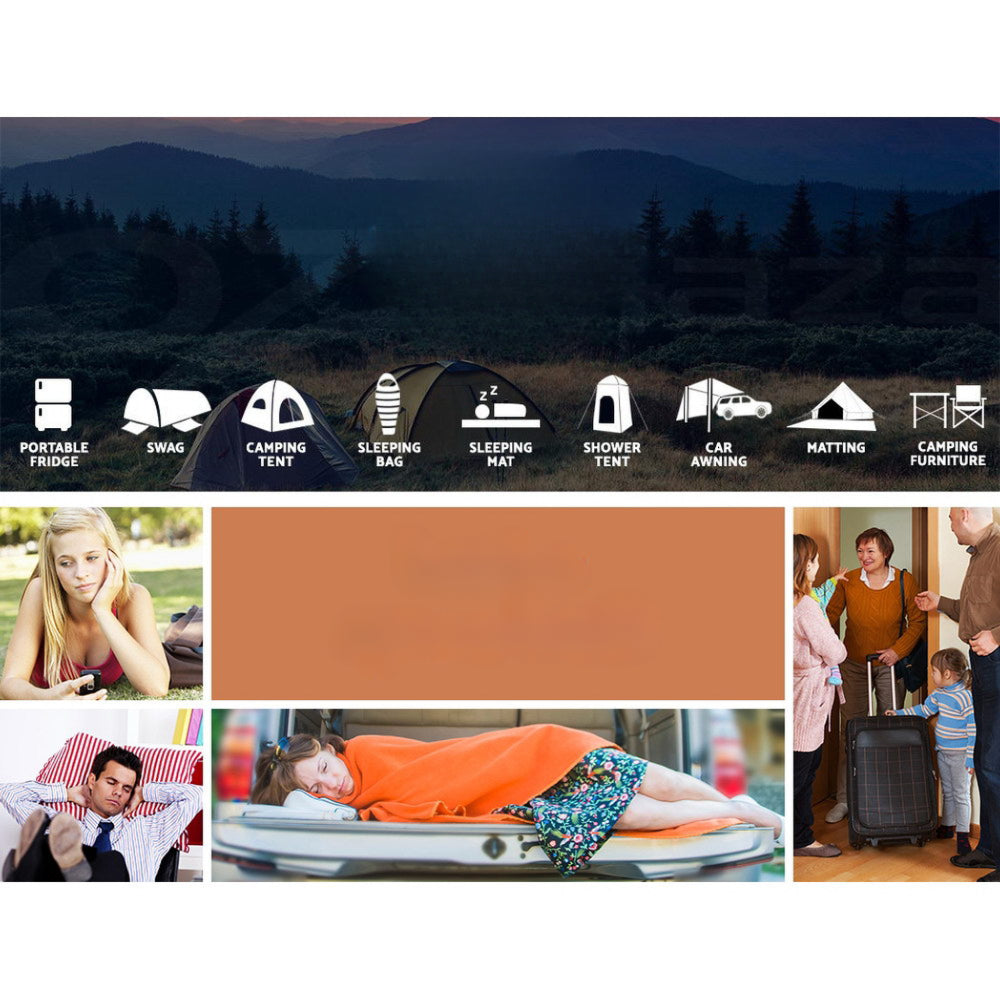 Camping Self Inflating Sleeping Mat Air Bed Double - Coffee