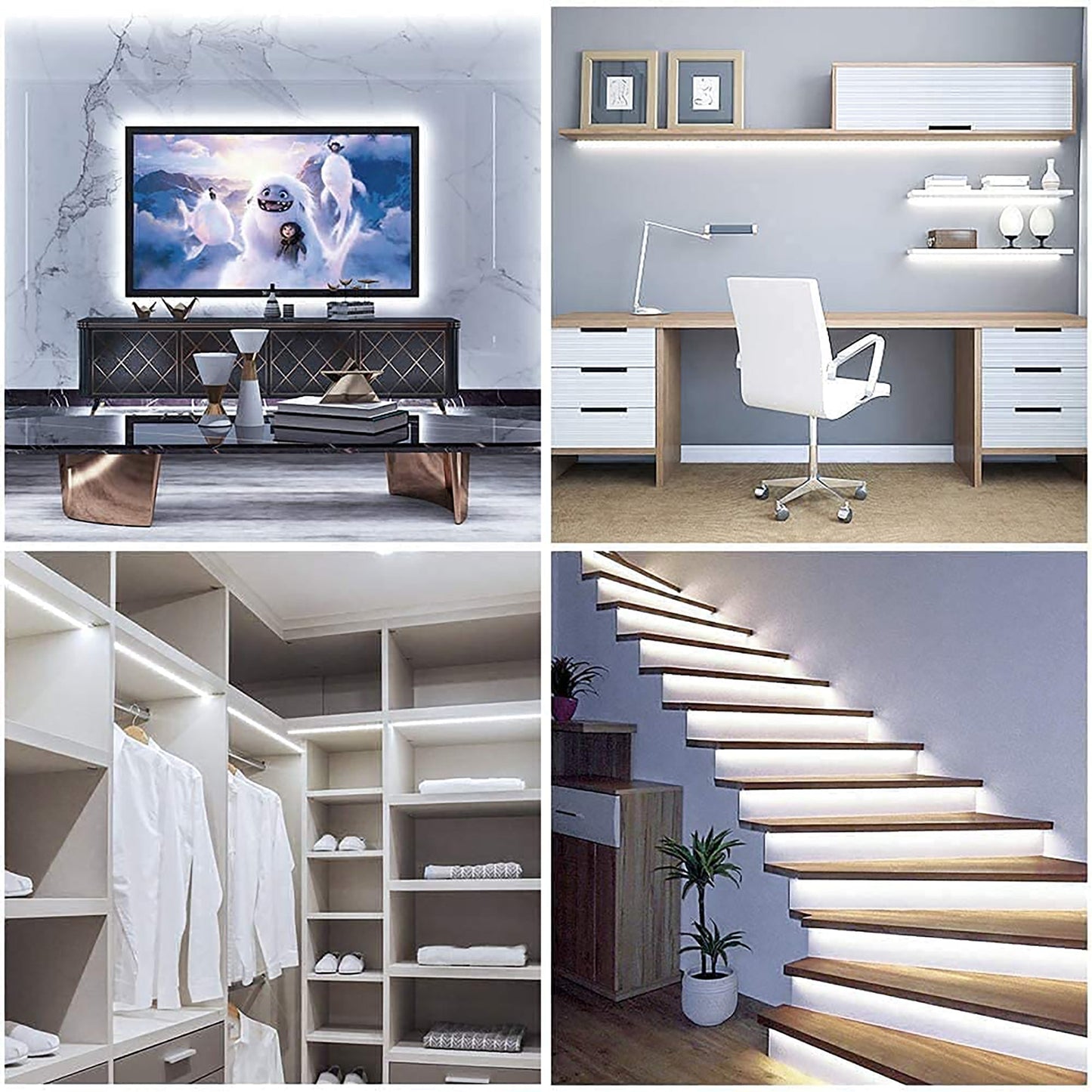 Flexible 6500K Dimmable Bright LED Tape Strip Lights 5 Meters - White