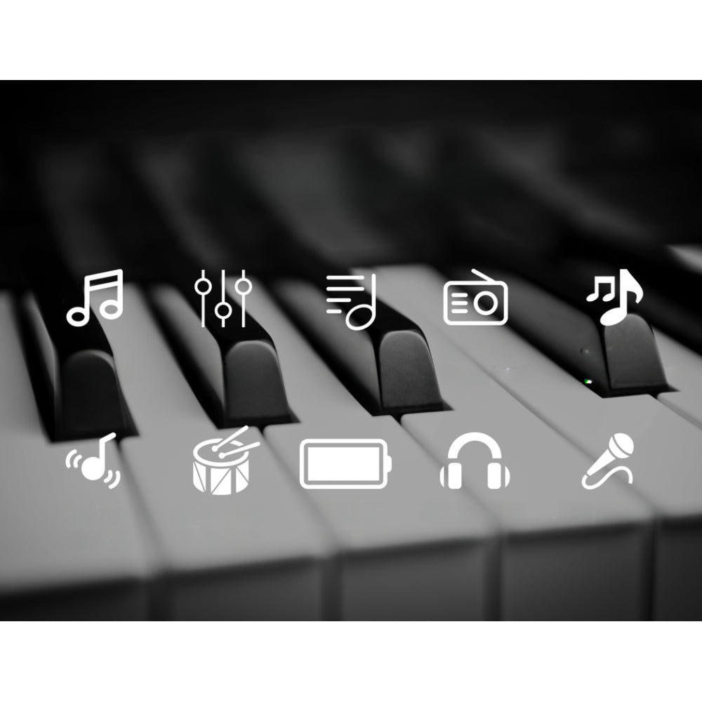 61 Keys Electronic Piano Keyboard LED Electric Silver with Music Stand for Beginner