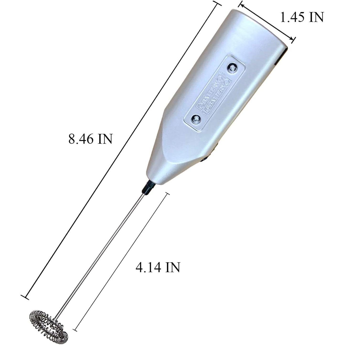 Stainless Steel Handheld Electric Milk Coffee Frother 8.46 Inch - Silver