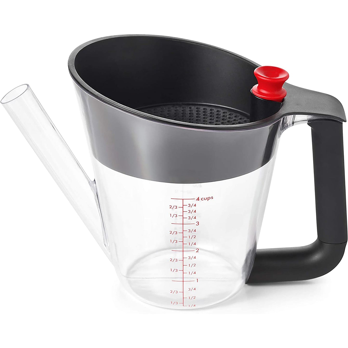 Fat Separator with Strainer 4 Cups or 1 Litre Capacity - Black