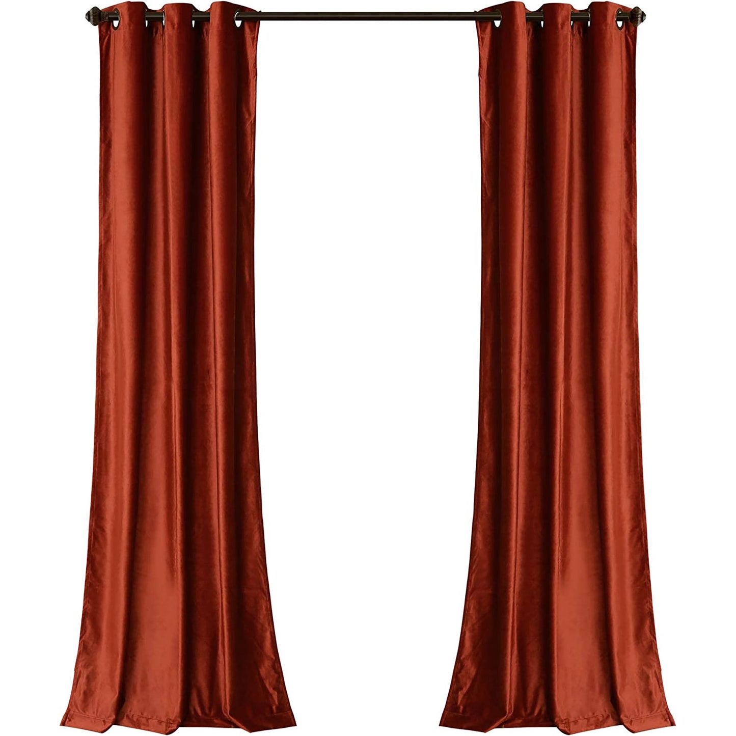 Room Darkening Velvet Curtains Window Panel Set for Living Dining Bedroom Pair 84 in - Rust