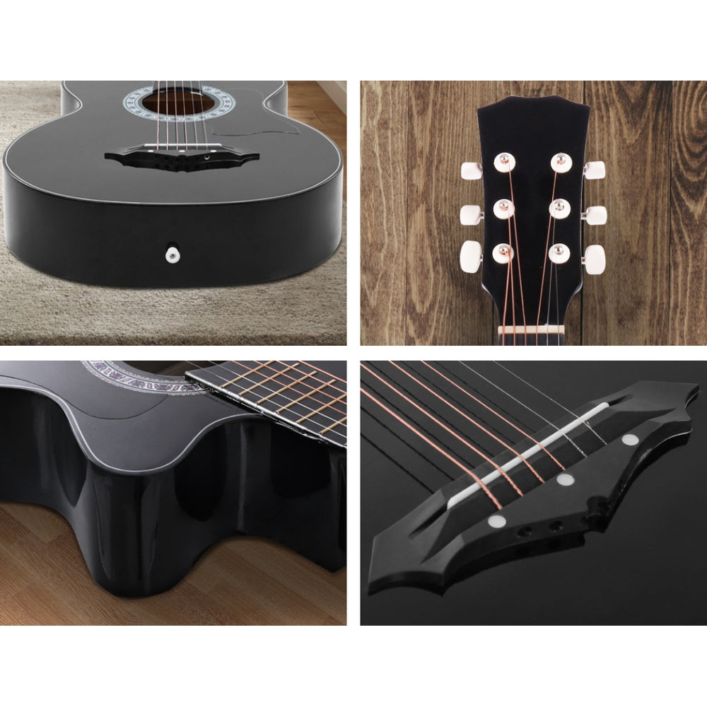 38 Inch Wooden Acoustic Guitar Black