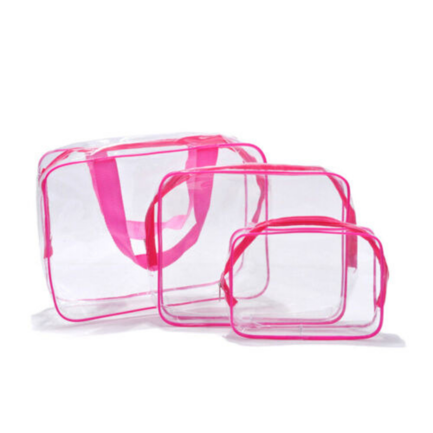 Set of 3 Clear PVC Cosmetic Makeup Toiletry Organizer Travel Wash Bag Holder