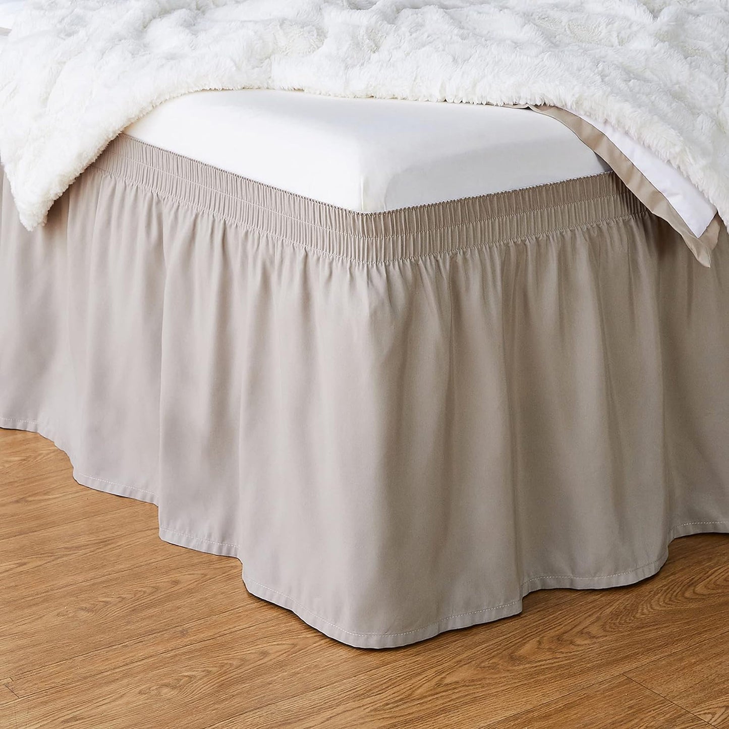 Microfibre Lightweight Elegantly Styled Ruffled Bed Skirt - Taupe