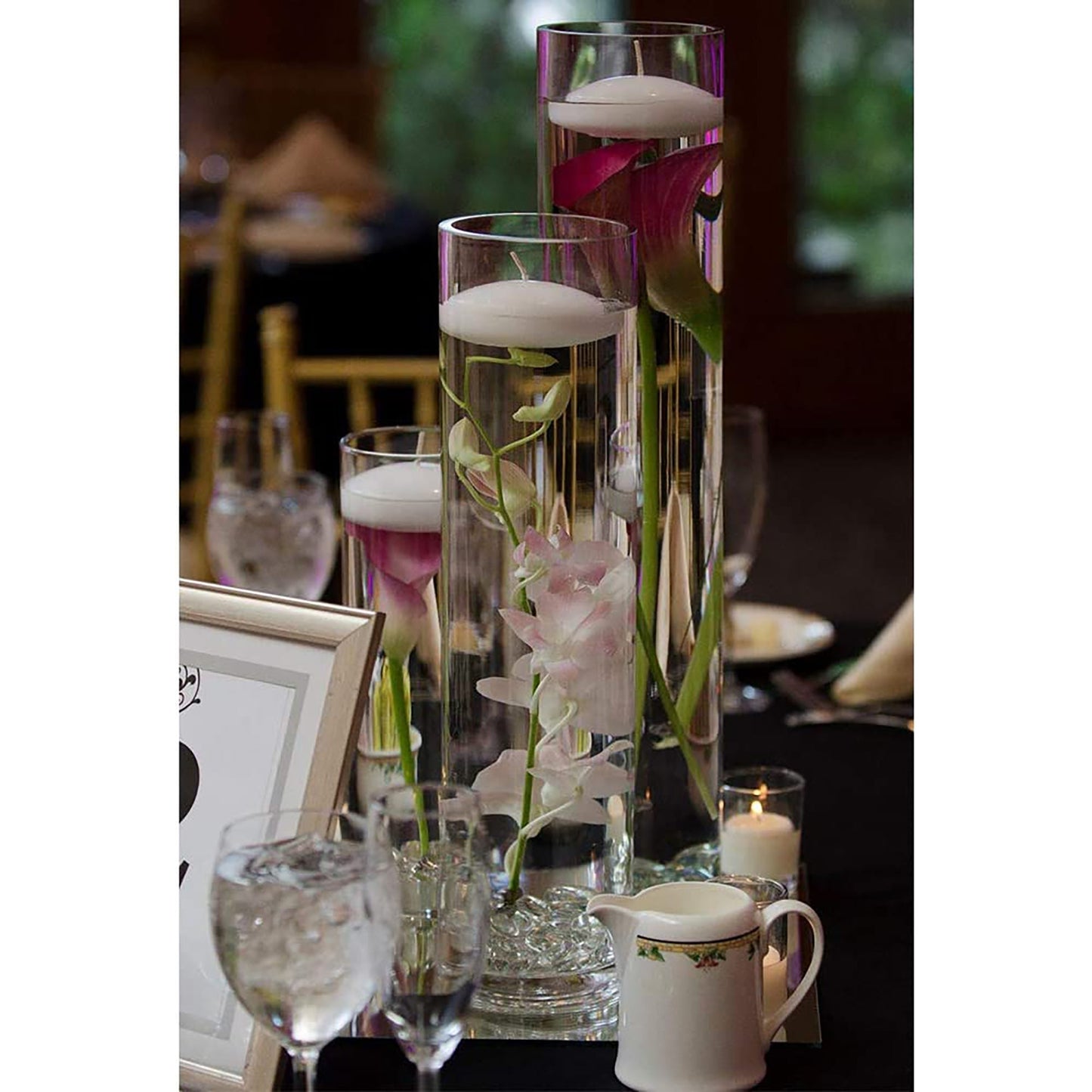 Tall Cylinder Glass Flower Centerpieces Home Accent Decor 3x16 Inches - Clear