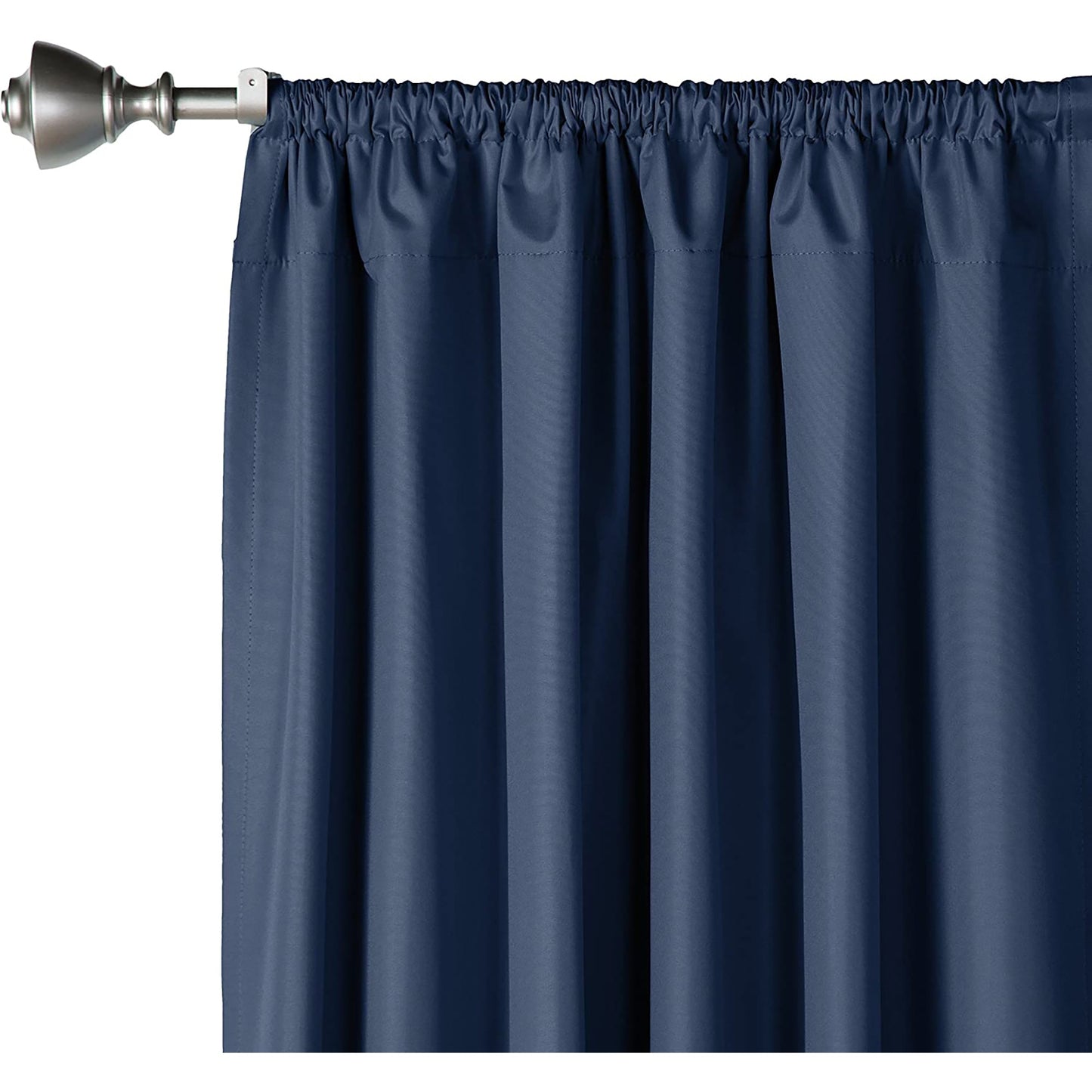 Room Darkening Blackout Window Curtains with Tie Backs Set 2 Panels - Navy