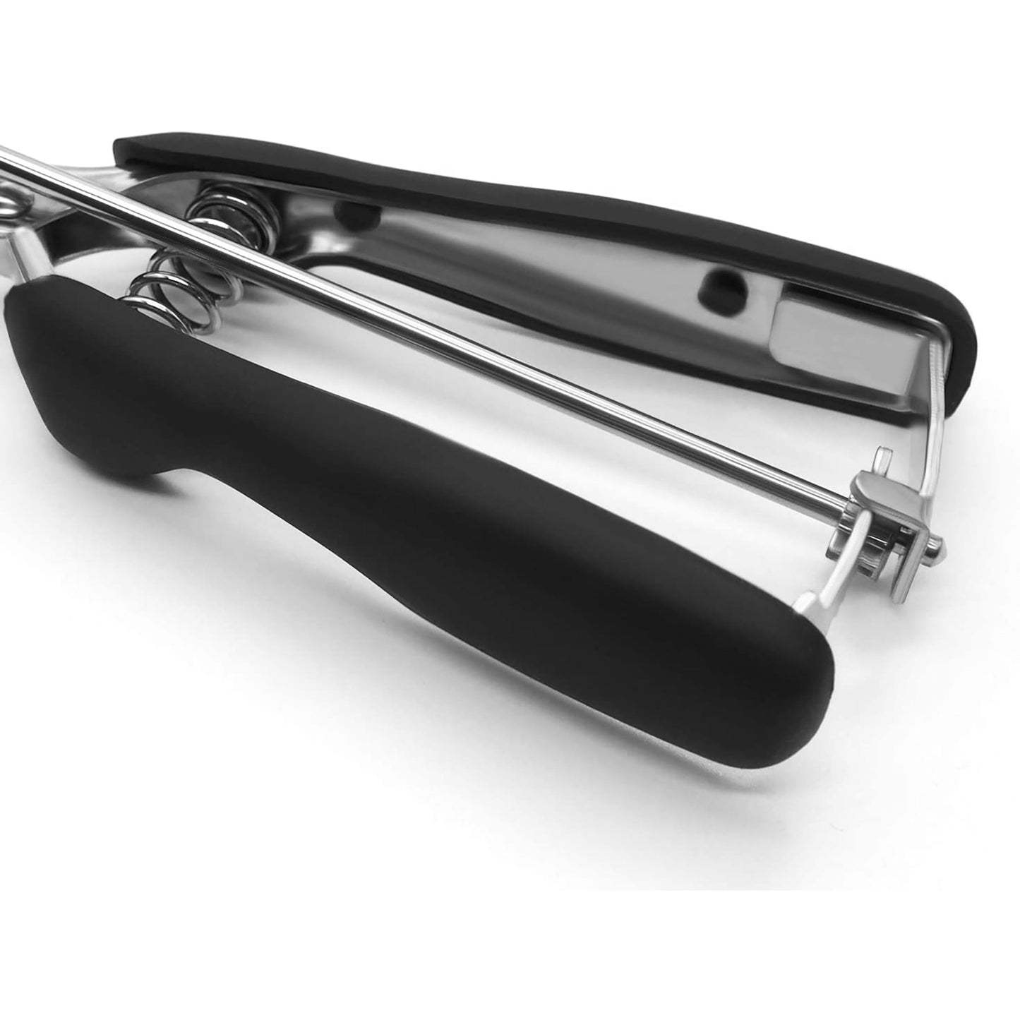 Stainless Steel Ice Cream Cookie Scoop with Trigger and Soft Silicone Handle - Black