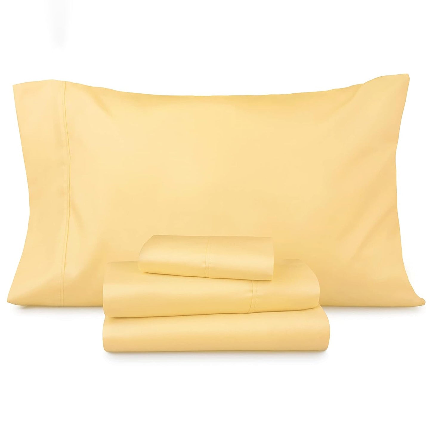 100% Cotton Soft and Durable Sateen Bed Sheet Set - Yellow
