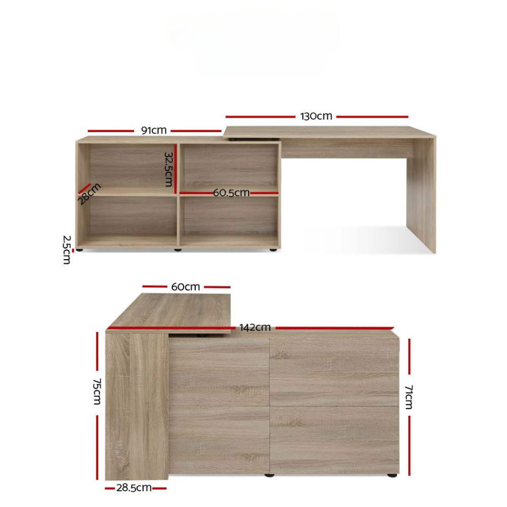 Office Computer Desk Corner Study Table Workstation Bookcase Storage