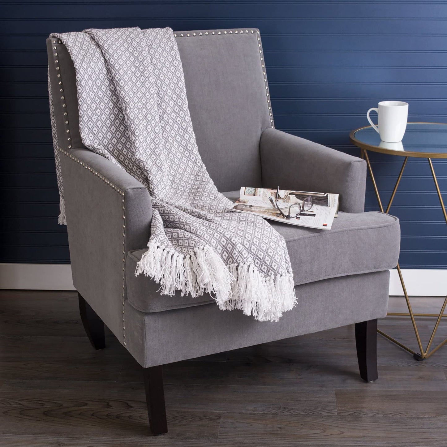 Mini Diamond Woven Cotton Throw Blanket 50 x 60 - Gray