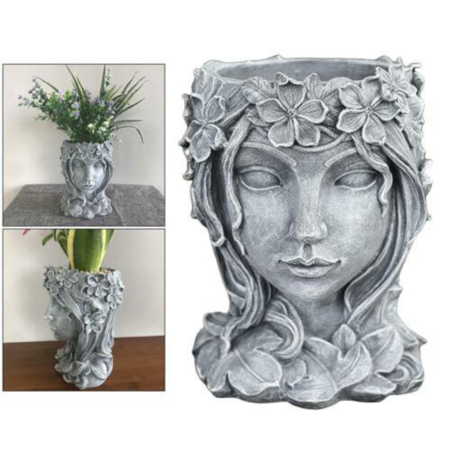 Resin Succulents Plant Pot Goddess Head Design Home Office Lady Face Planter