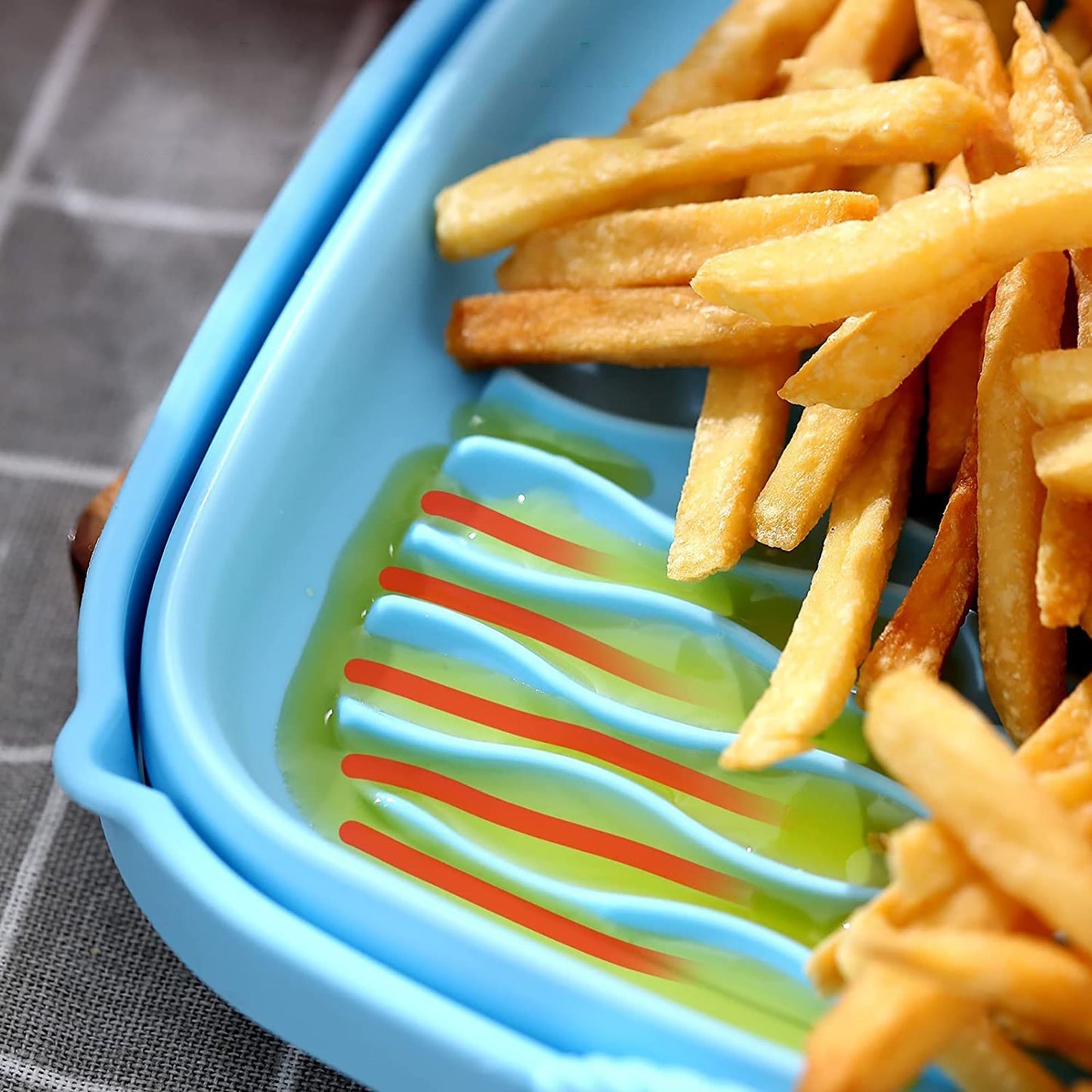 Air Fryer Silicone Pot Square Reusable Air Fryer Silicone Basket 8 Inch - Red