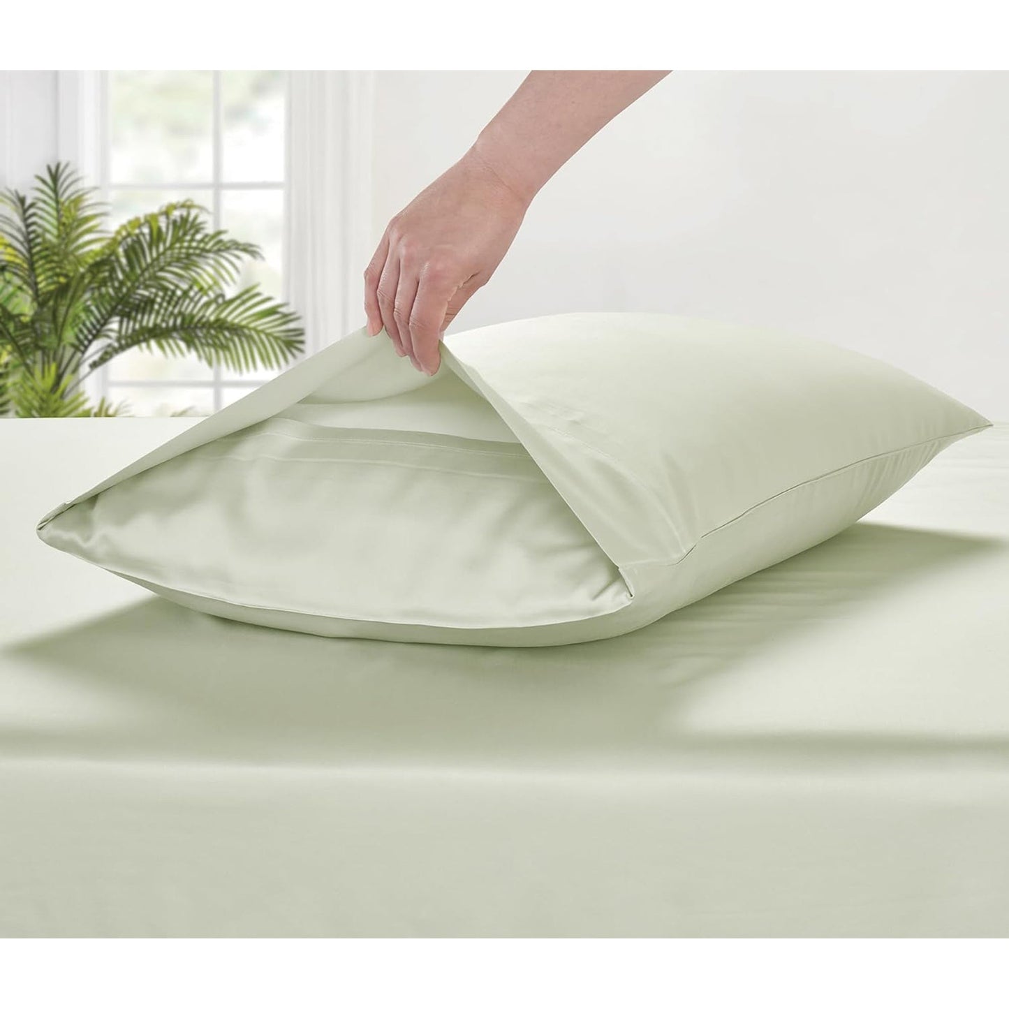 2 Pack Cooling Breathable Pillowcase with Envelope Closure - Sage Green