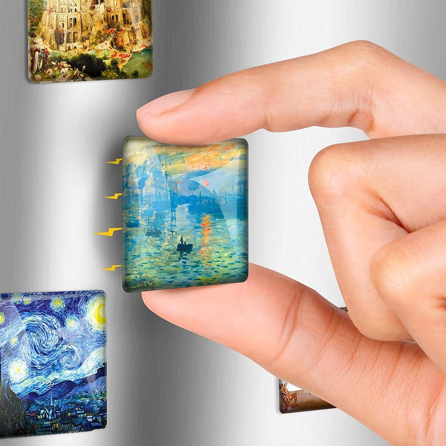 Decorative Glass Magnets for Refrigerator or Whiteboard 10 Pcs - 3.3x3.3 cm