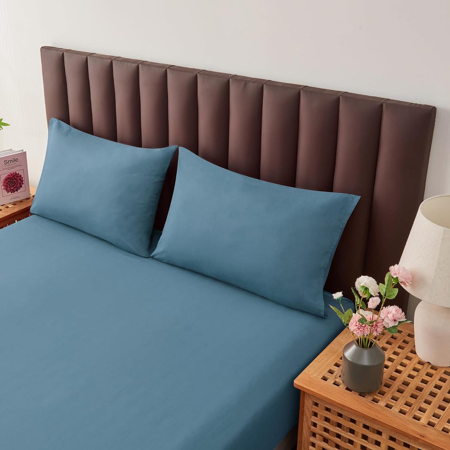 Envelope Closure Soft and Breathable 1000TC Cotton Blend Pillowcases - Dusty Blue