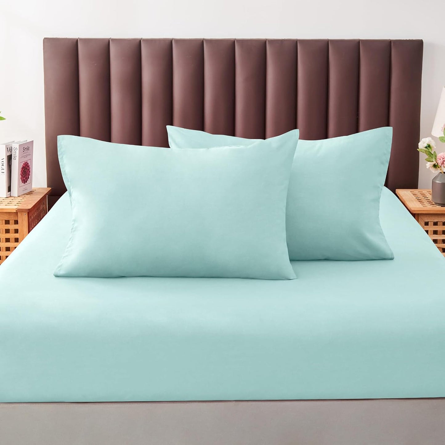 Envelope Closure Soft and Breathable 1000TC Cotton Blend Pillowcases - Mint