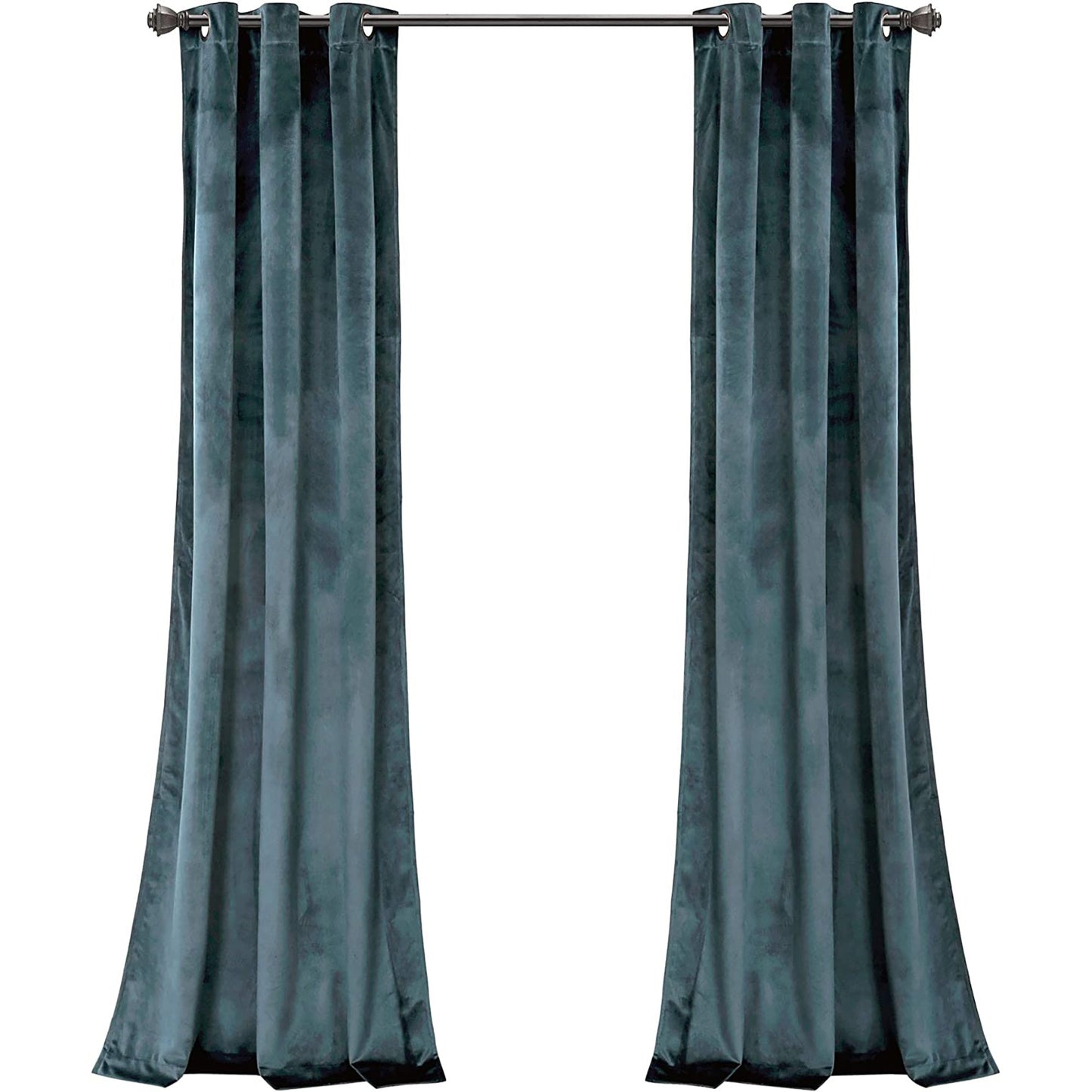 Room Darkening Velvet Curtains Window Panel Set for Living Dining Bedroom Pair 84 in - Blue