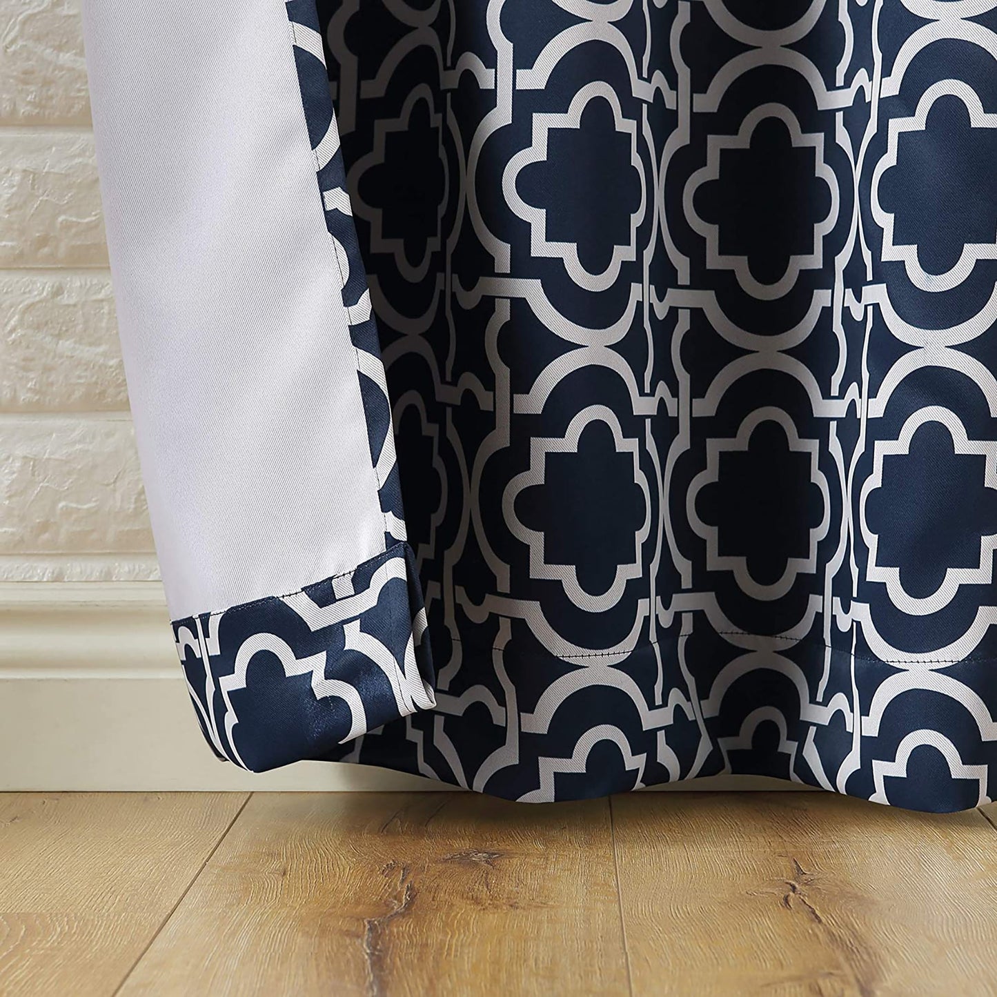 1PC Trellis Blackout Grommet Curtain Panel 40x95 Inch - Navy Blue