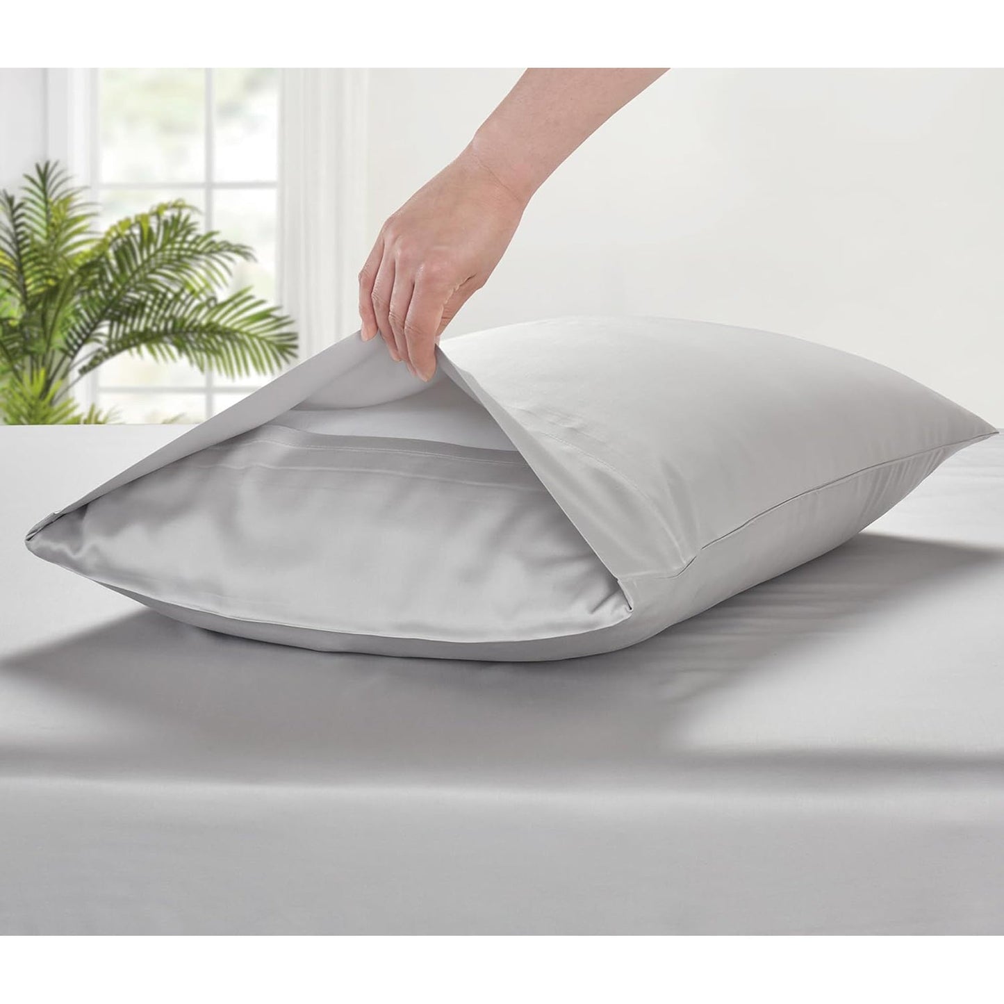 2 Pack Cooling Breathable Pillowcase with Envelope Closure - Silver