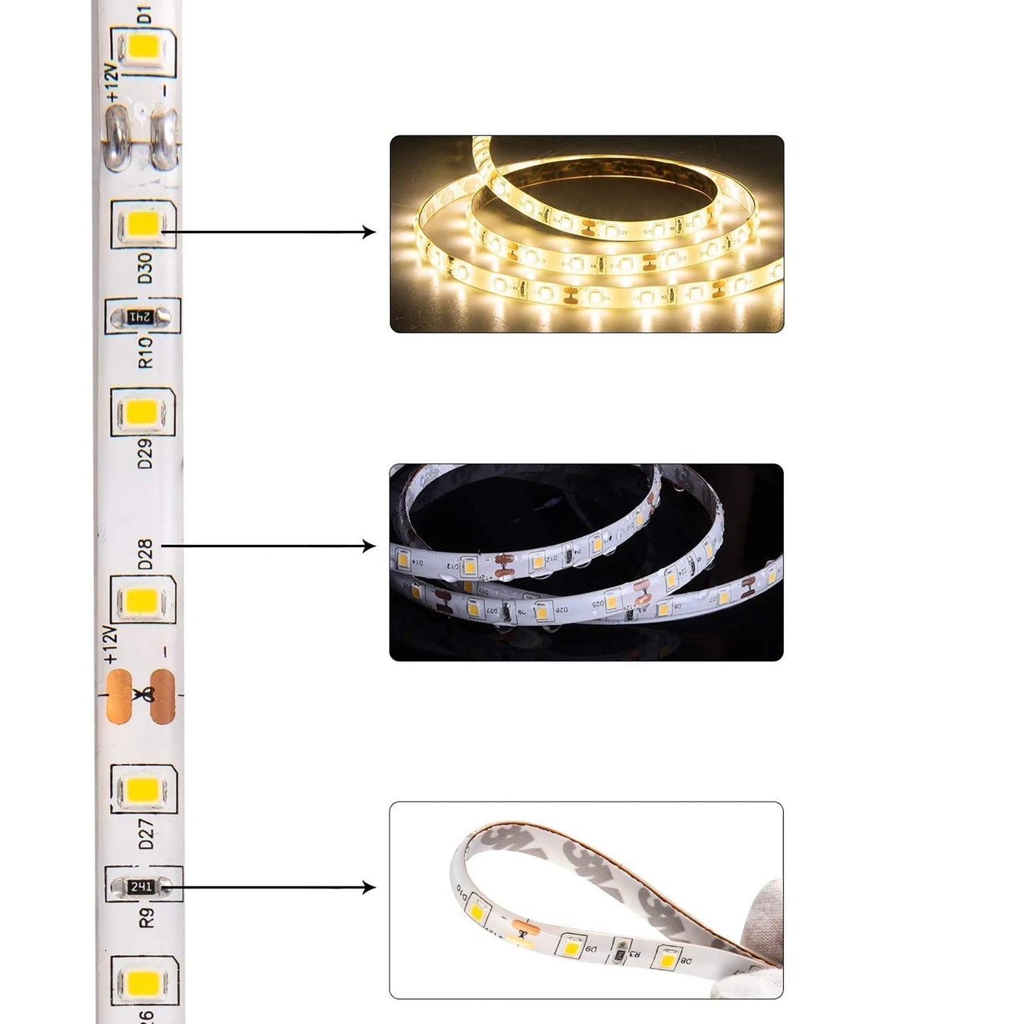 Flexible 3000K Dimmable Bright LED Tape Strip Lights 5 Meters - Warm White