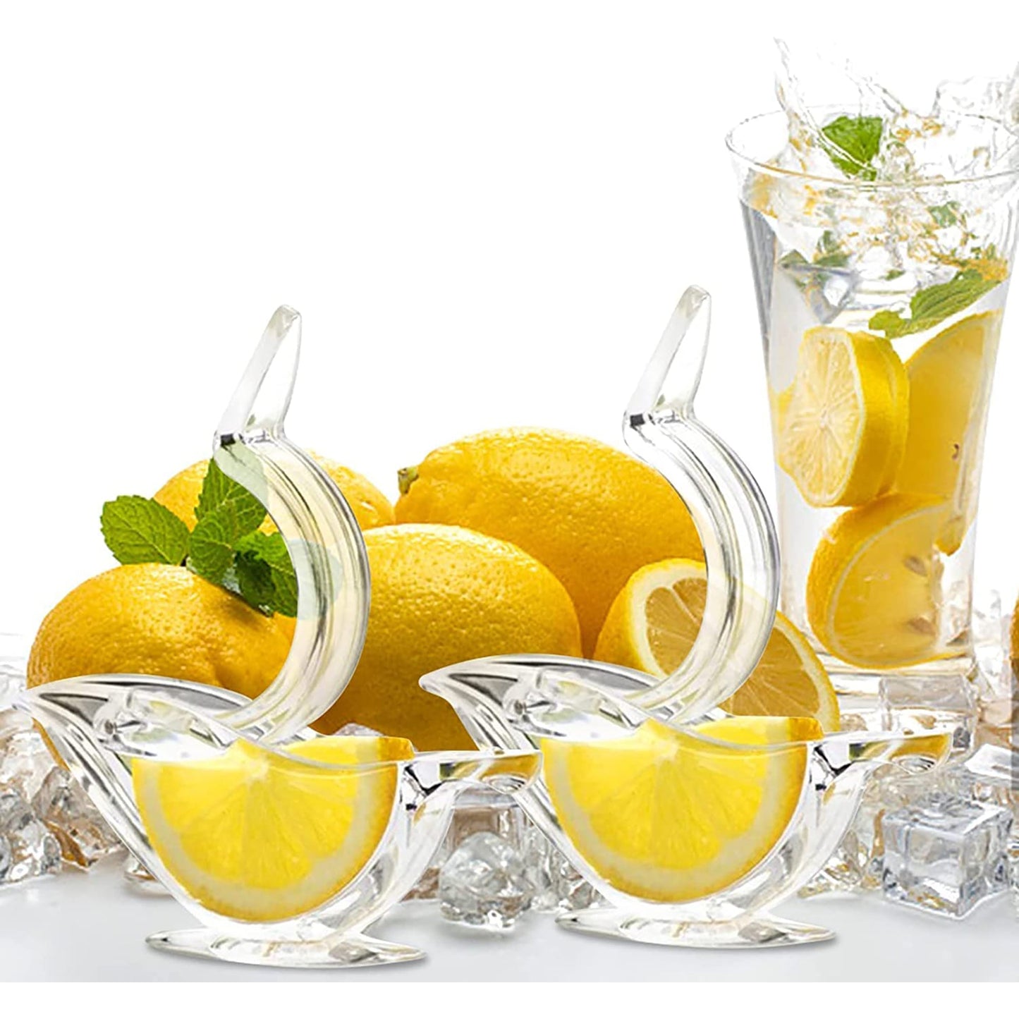 Portable Clear Acrylic Manual Lemon Slice Juicer Squeezer 2 Pcs