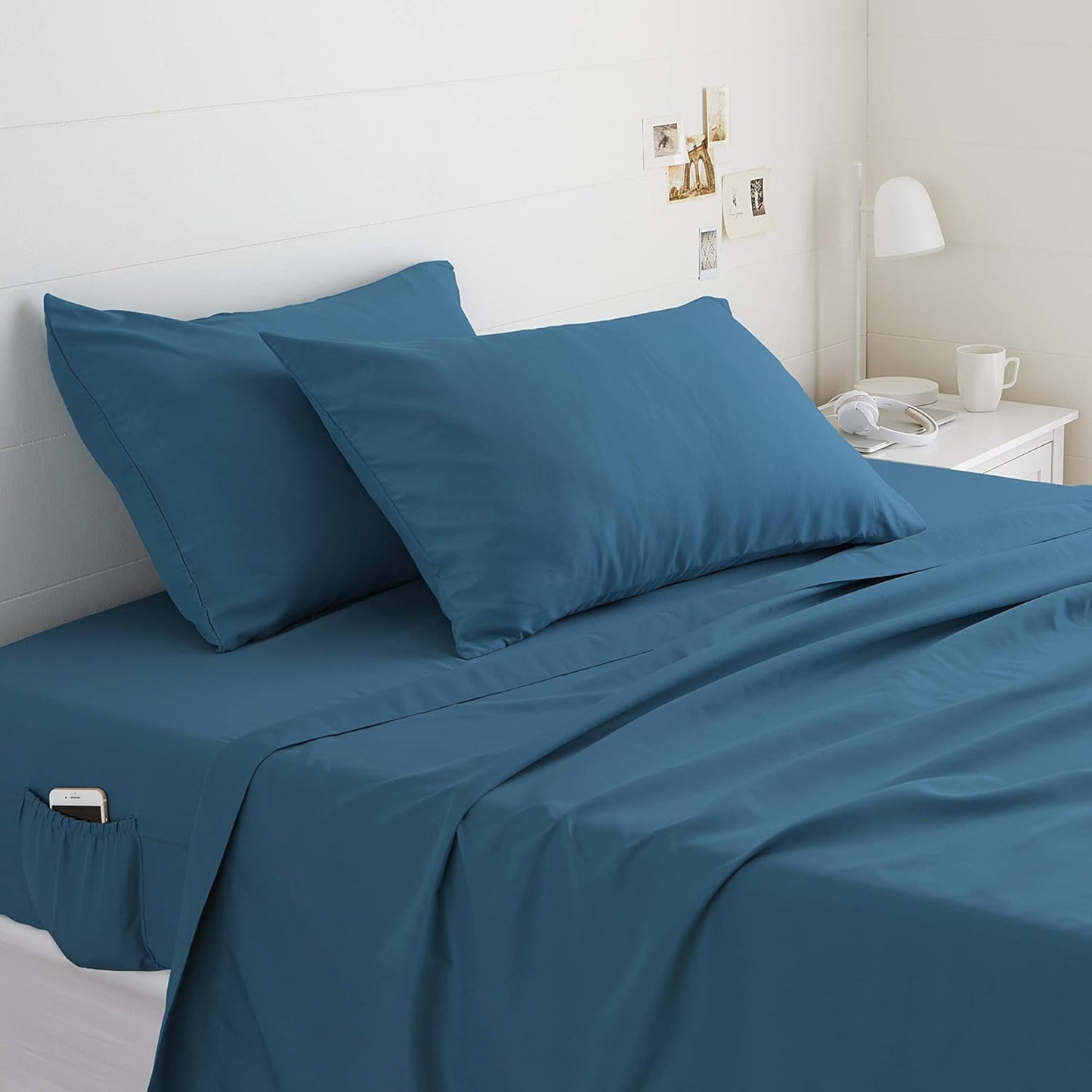 Soft Microfibre Bed Sheet Set with Elastic Pockets - Still Water