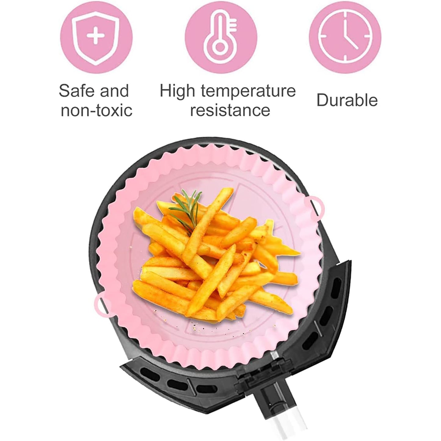 Air Fryer Reusable Non Stick Heat Resistant Silicone Pots 2 Pcs - Pink