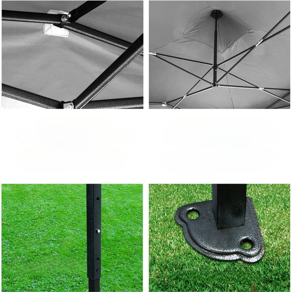 Gazebo Pop Up Marquee Outdoor Wedding Tent Kit Black - 3x3m