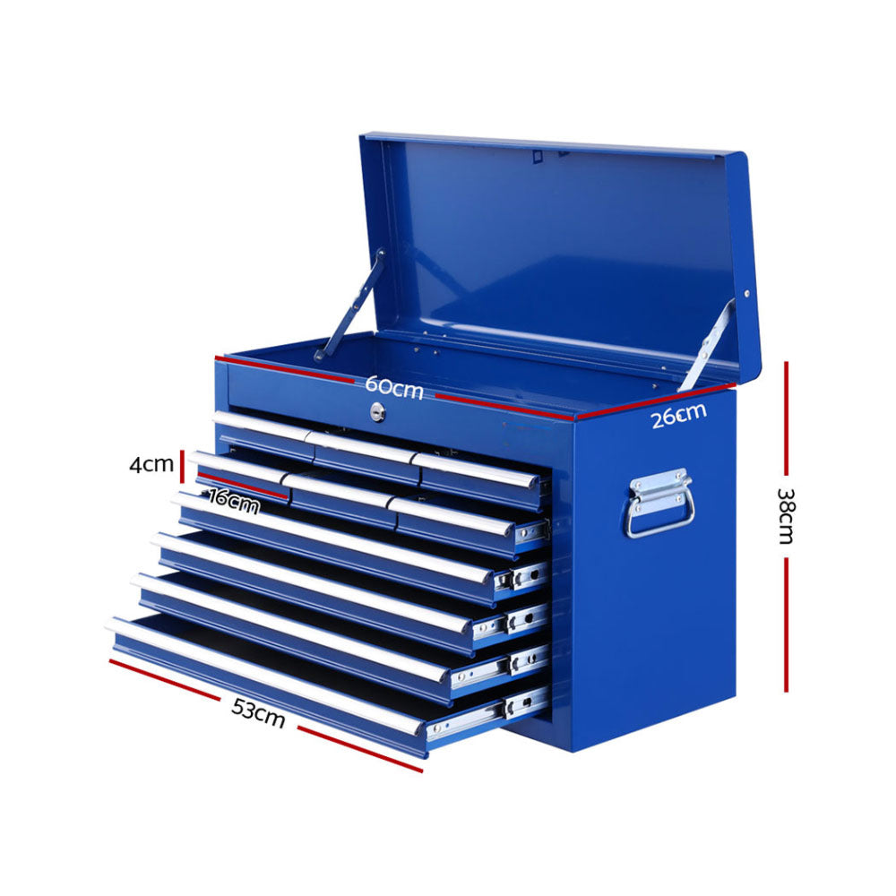 Tool Box Chest Trolley Cabinet Garage Storage Blue - 10 Drawers