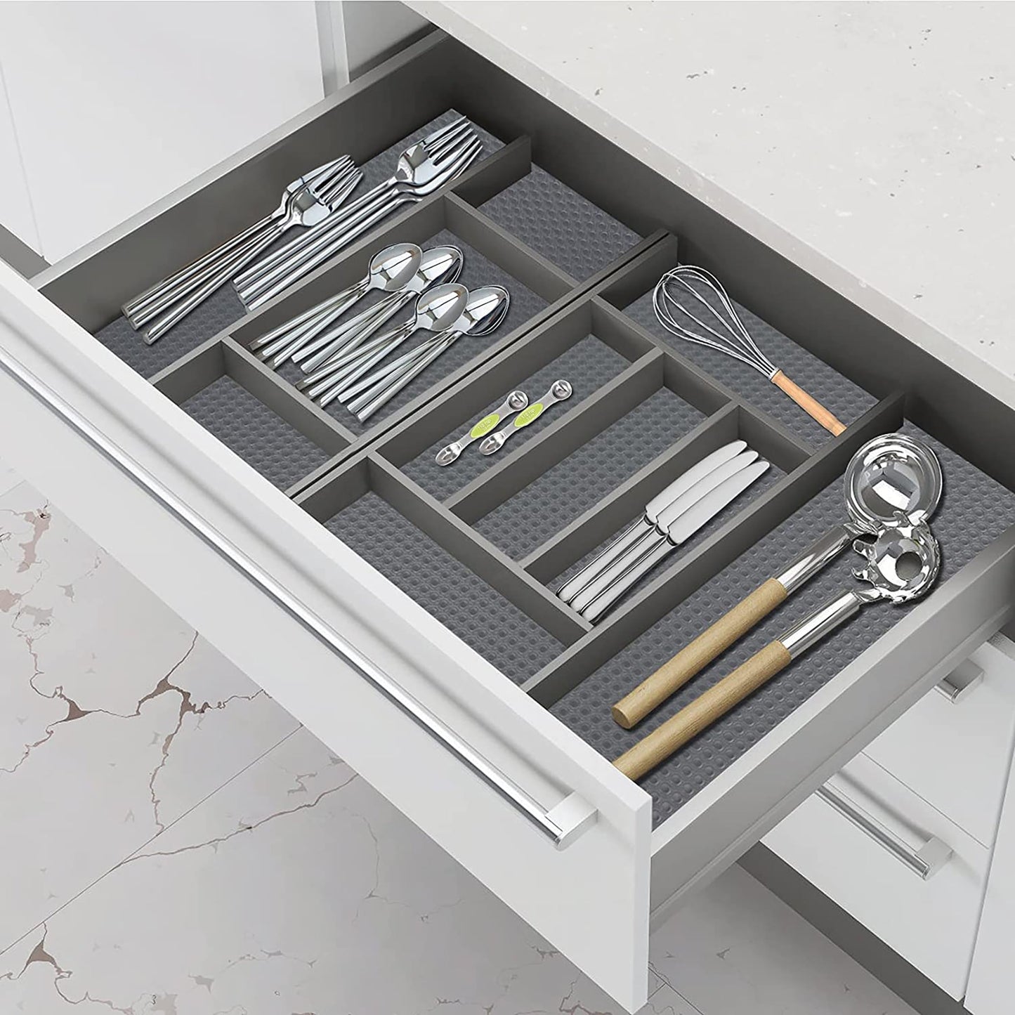 Non Adhesive EVA Material Shelf Liner Kitchen Drawer Mats 30x150cm - Grey
