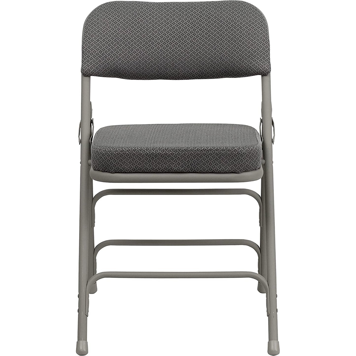 Premium Curved Triple Braced and Double Hinged Fabric Metal Folding Chair - Gray