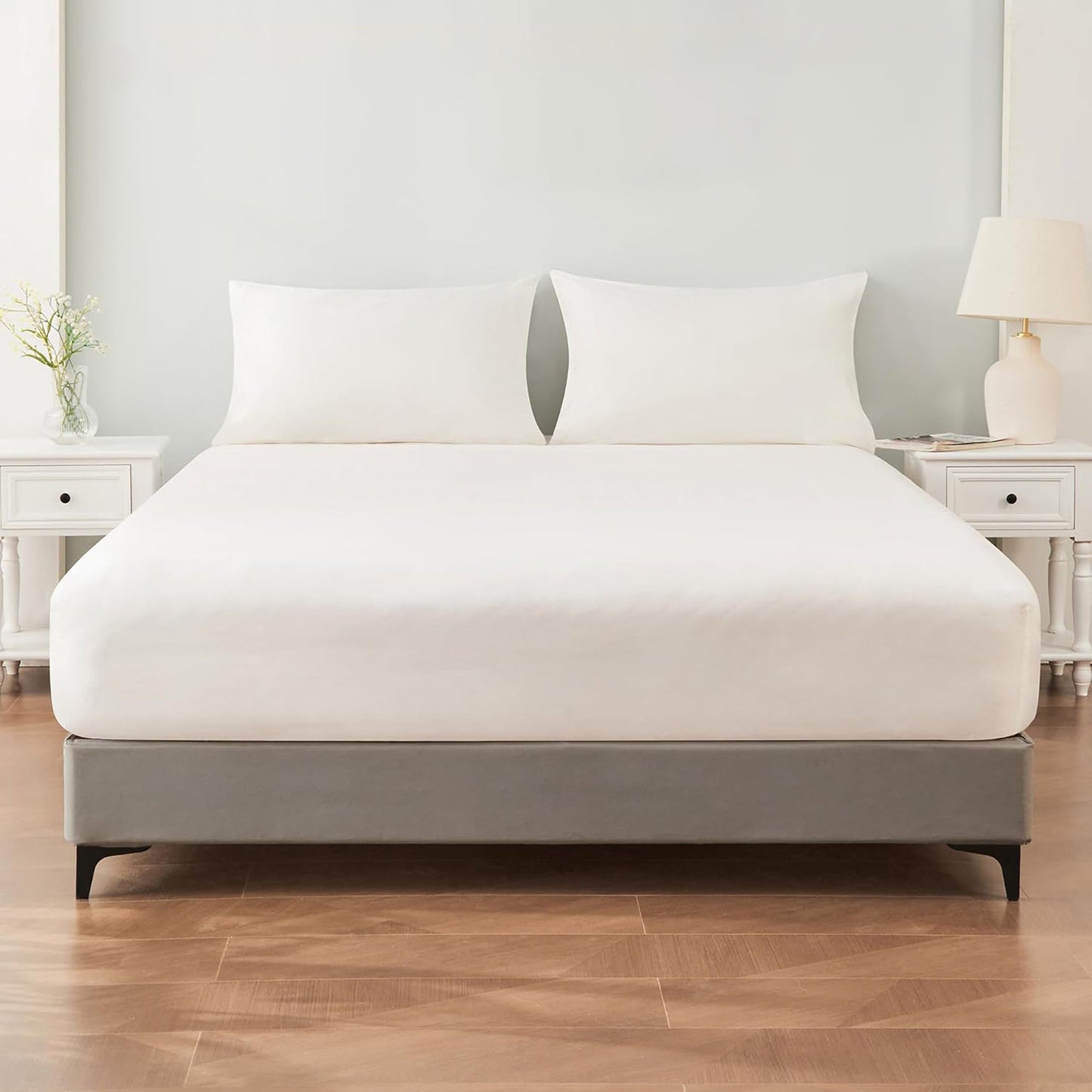 1200TC Sateen Weave Premium 100% Cotton Fitted Sheet - White