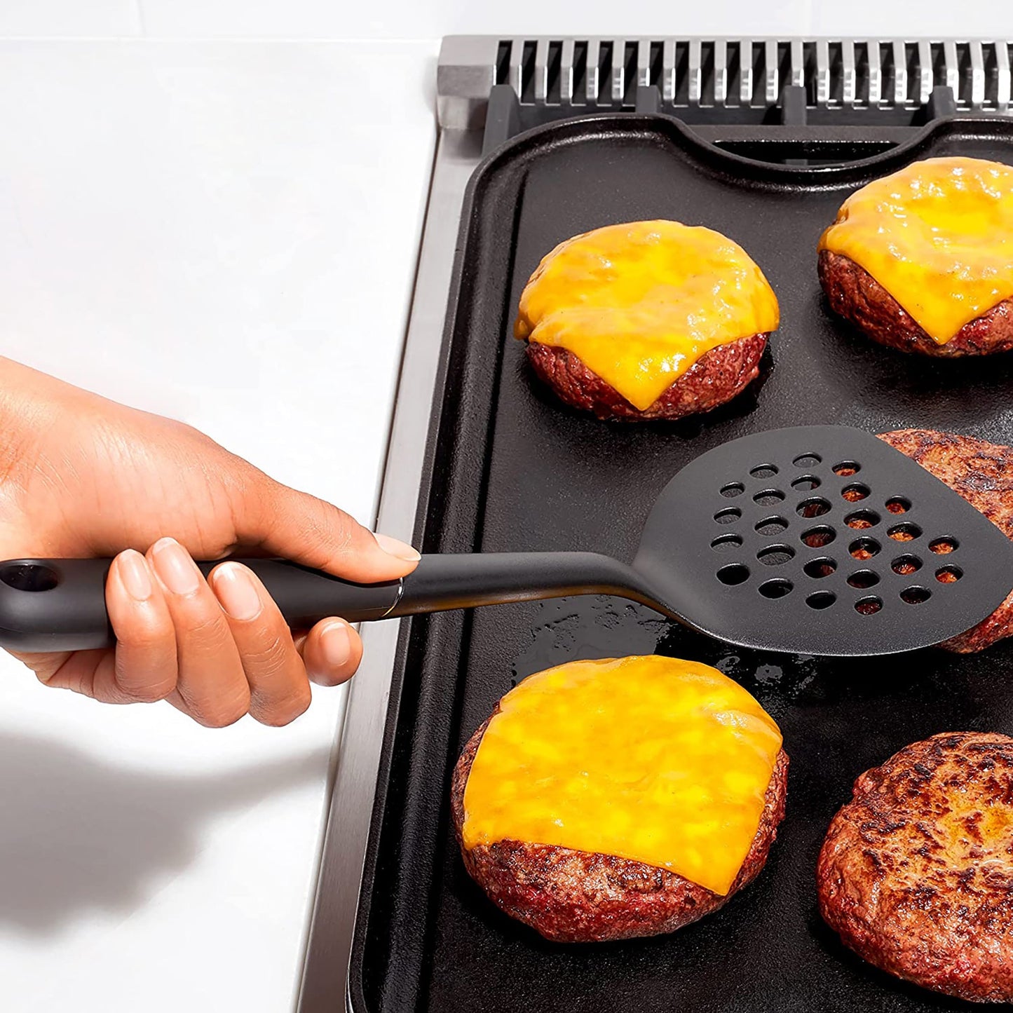 Nylon Round Turner Kitchen Utensil - Black