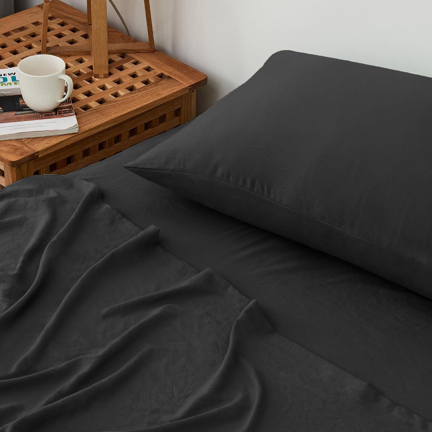 Premium 1800TC Breathable Ultra-Soft Microfibre Single Bed Sheet Set - Black