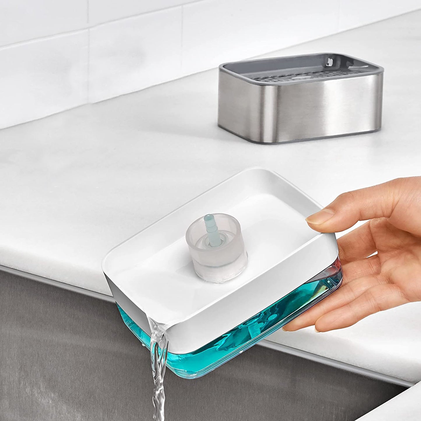 Soap Dispensing Sponge Holder Stainless Steel