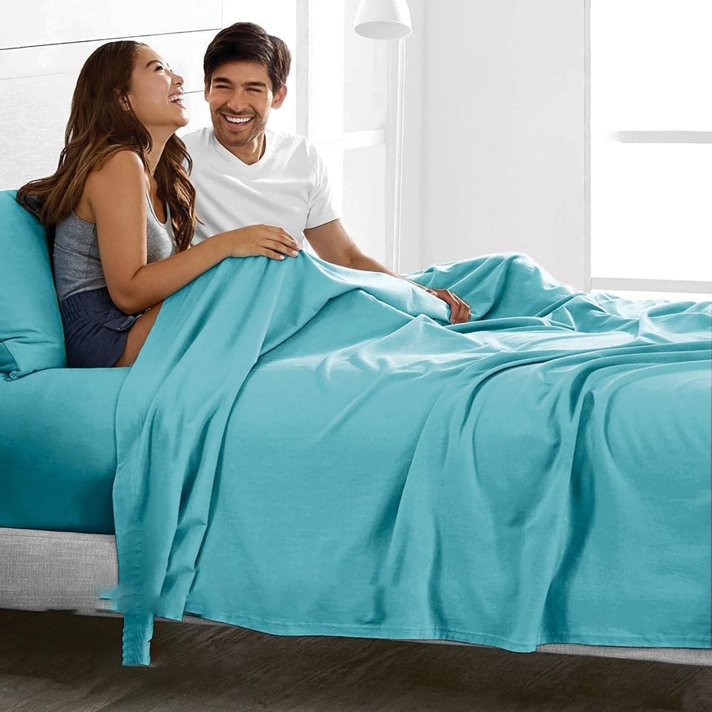 2000TC Breathable Microfibre Deep Pocket Bed Sheet Set - Aquamarine