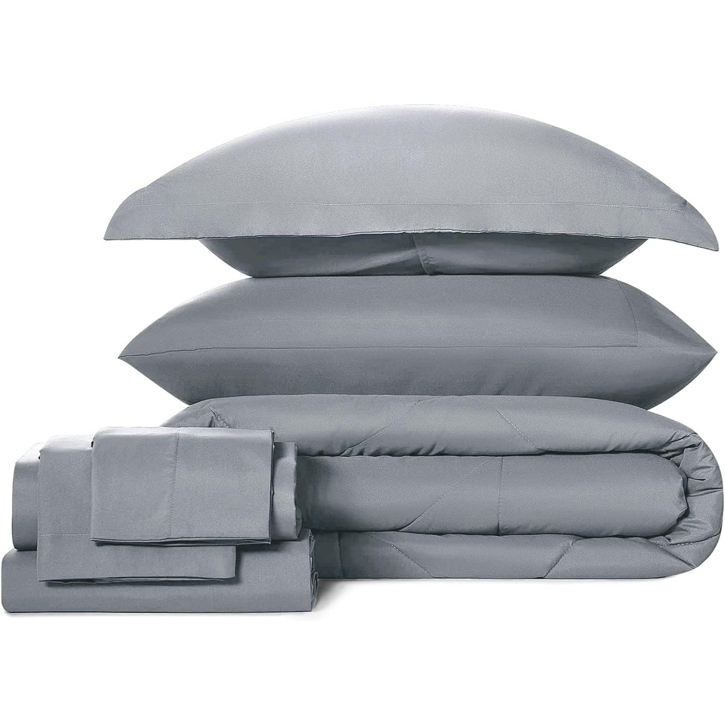 Warm and Cooling Microfibre Comforter Bedding Set - Light Grey