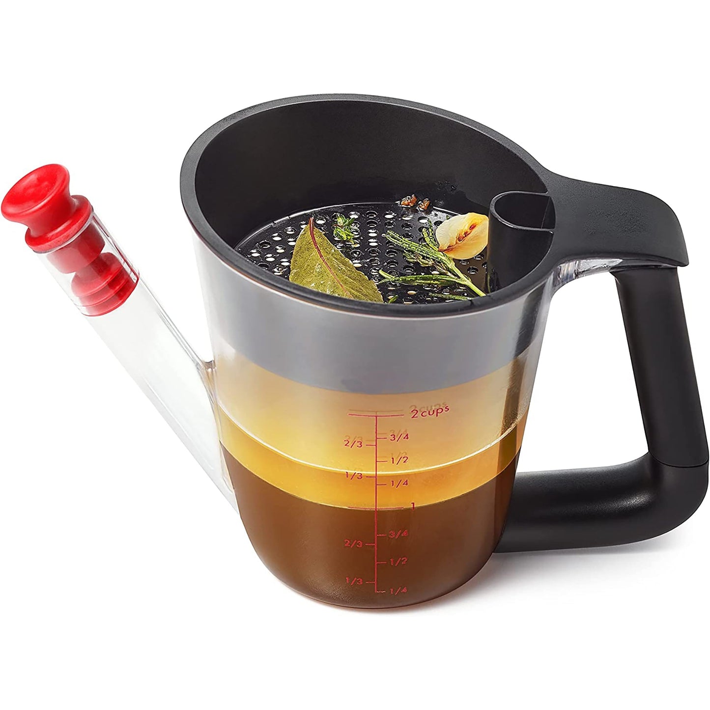 Fat Separator with Strainer 2 Cups or 500 ml Capacity - Black
