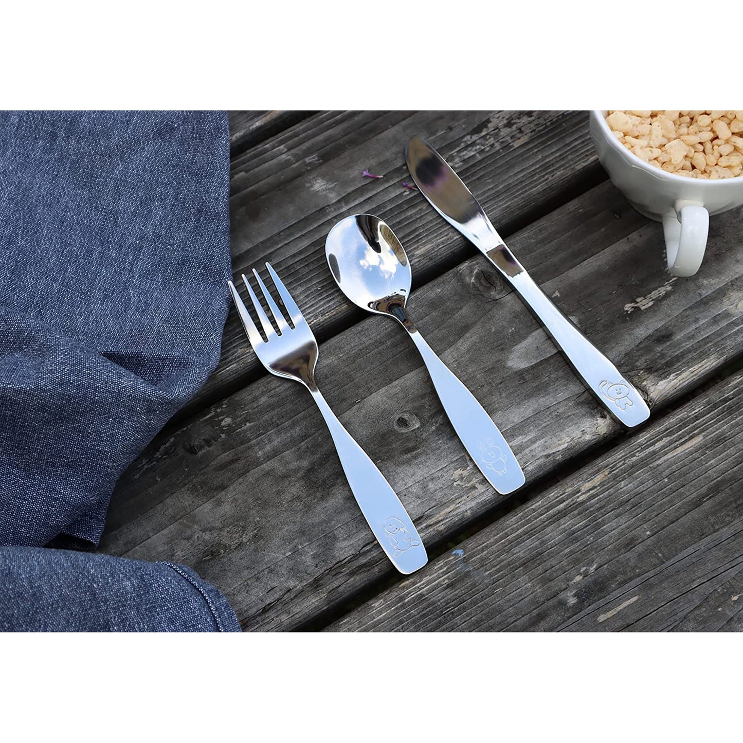 Stainless Steel Children Cutlery Set Flatware with Fork Spoon and Knife - 6 pcs