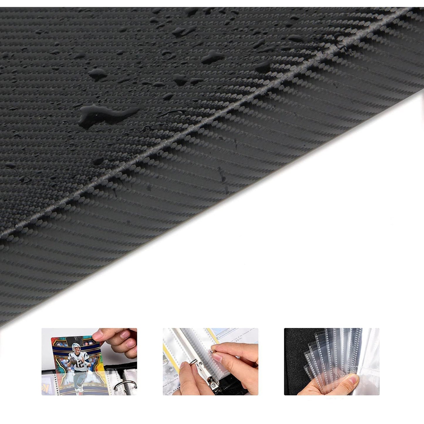 9-Pocket Pages Sleeves Card Binder Protector for PKMN Trading Cards 900 Pockets Card - Stripe Black