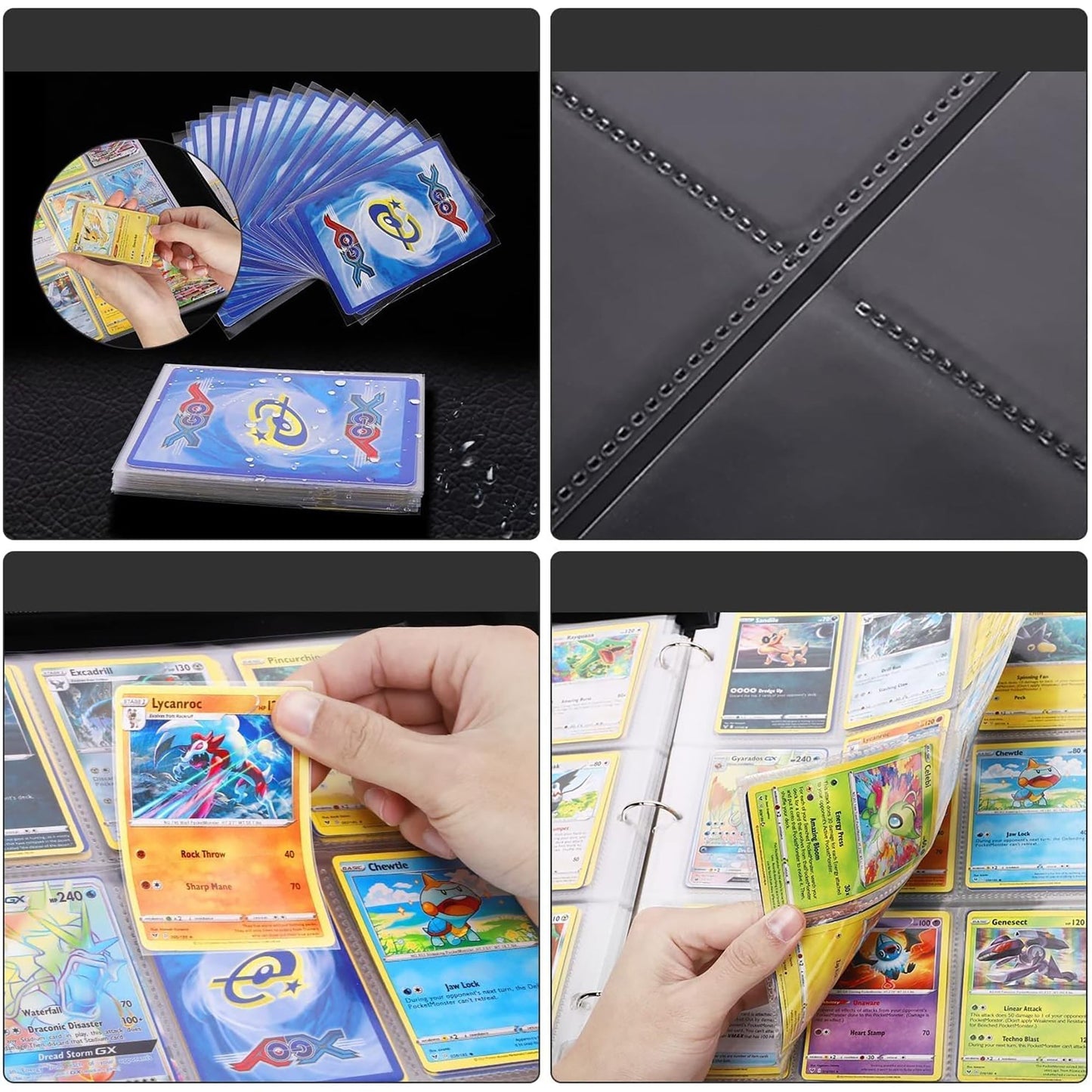 9-Pocket Pages Sleeves Card Binder Protector for PKMN Trading Cards 900 Pockets Card - Black