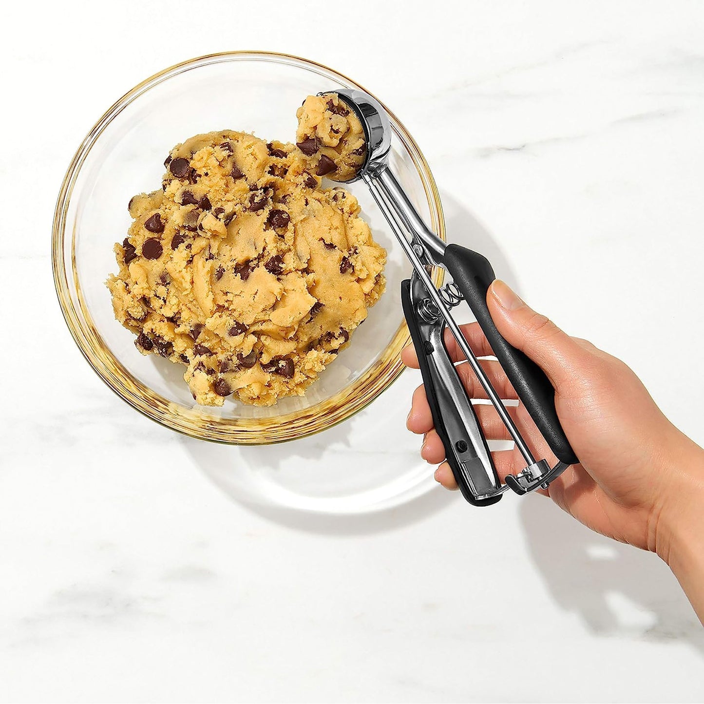Stainless Steel Cookie Dough Scoop with Non Slip Grip Medium - Black