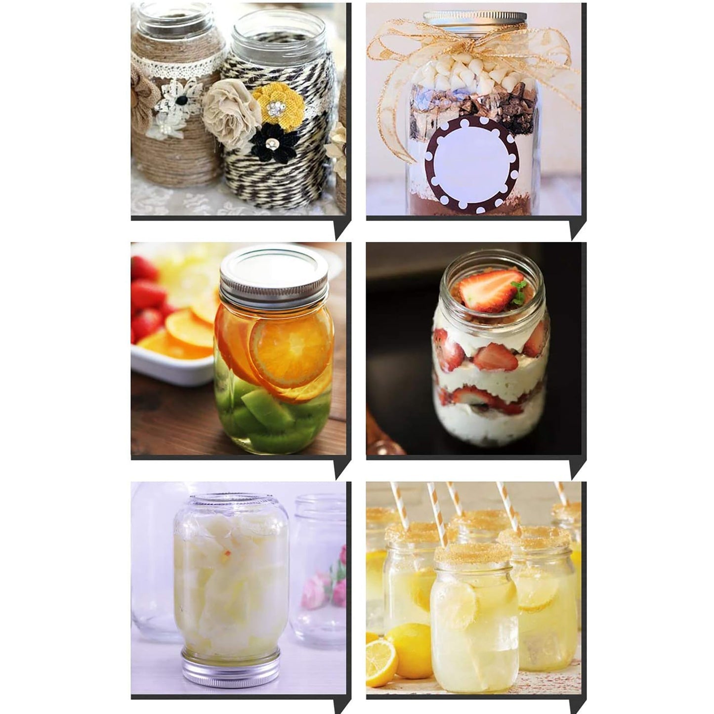 Mason Jars with 18 Regular Lids and Bands with 12 Labels Included 12 Pack - 16 oz