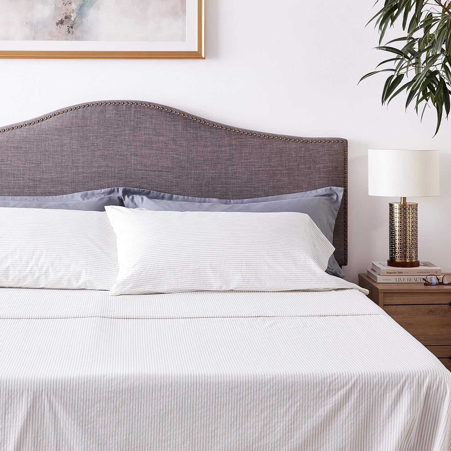 Crisp and Cool Cotton Percale Stylish Bed Sheet Set - Paloma Beach Grey