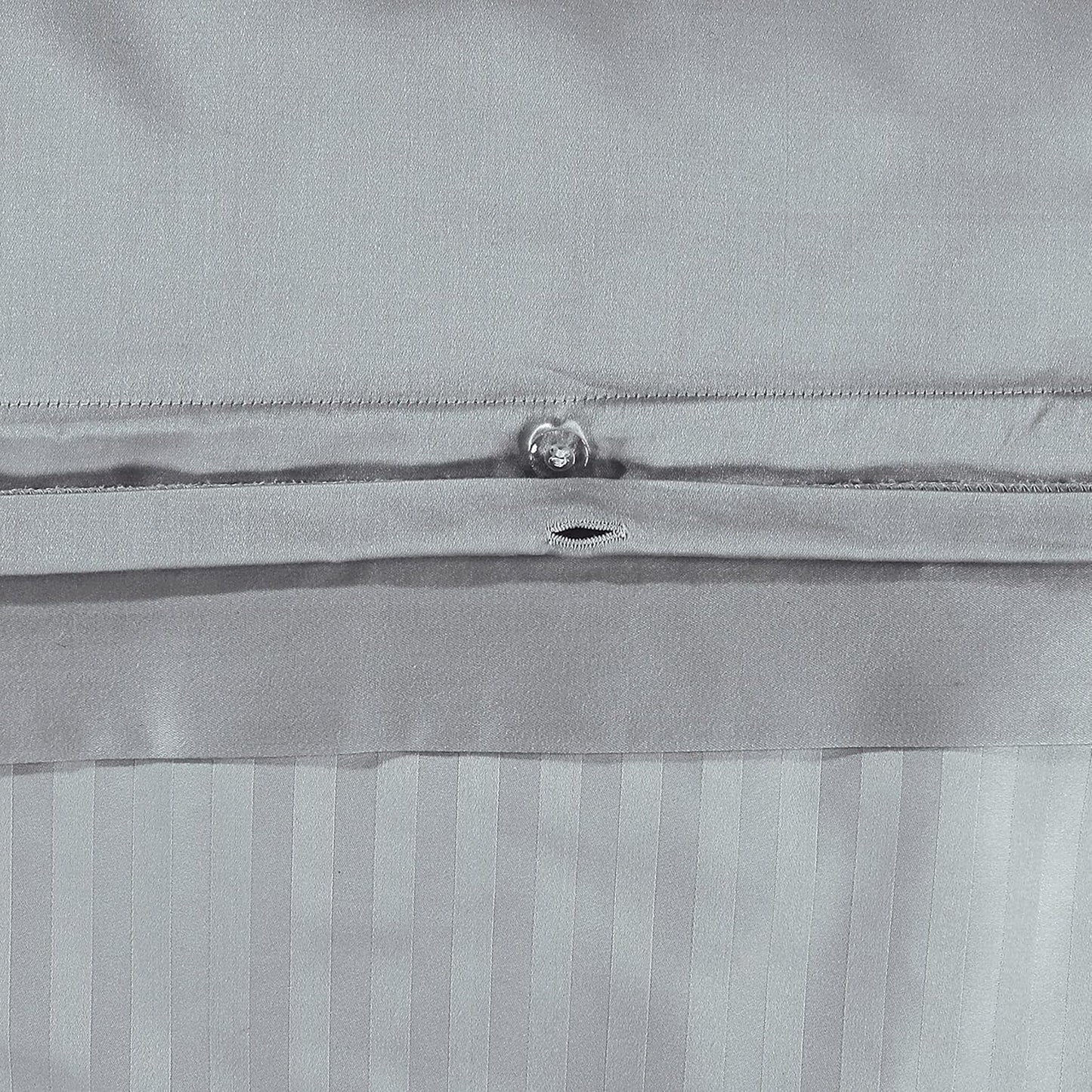 1000 Thread Count Cotton Satin Stripe Reversible Quilt Cover Bedding Set - Platinum Grey