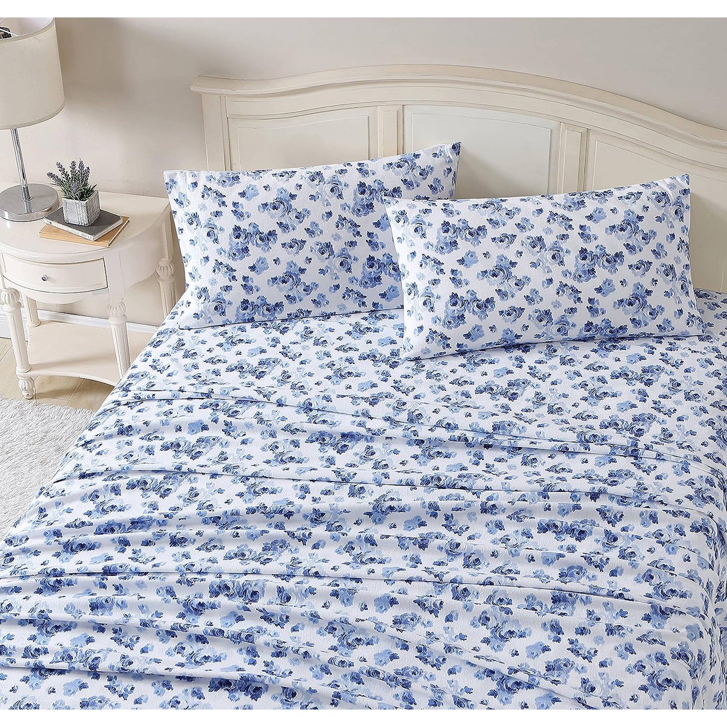 Soft Brushed Cotton Flannel Bedding Sheet Set - Emelisa Blue
