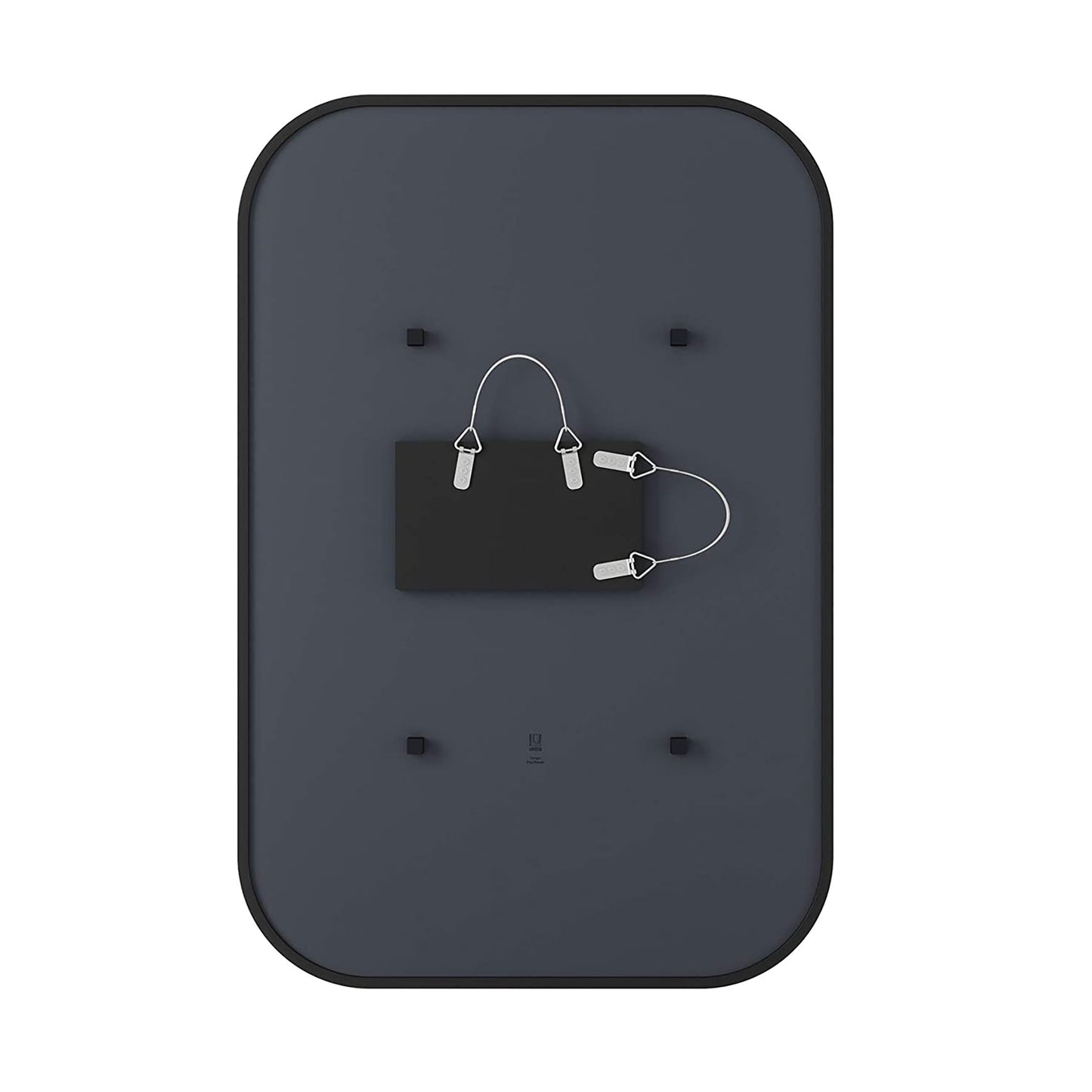 Rectangular Mirror with Rubber Frame Modern Decor for Entryways and More 24x36 Inch - Black