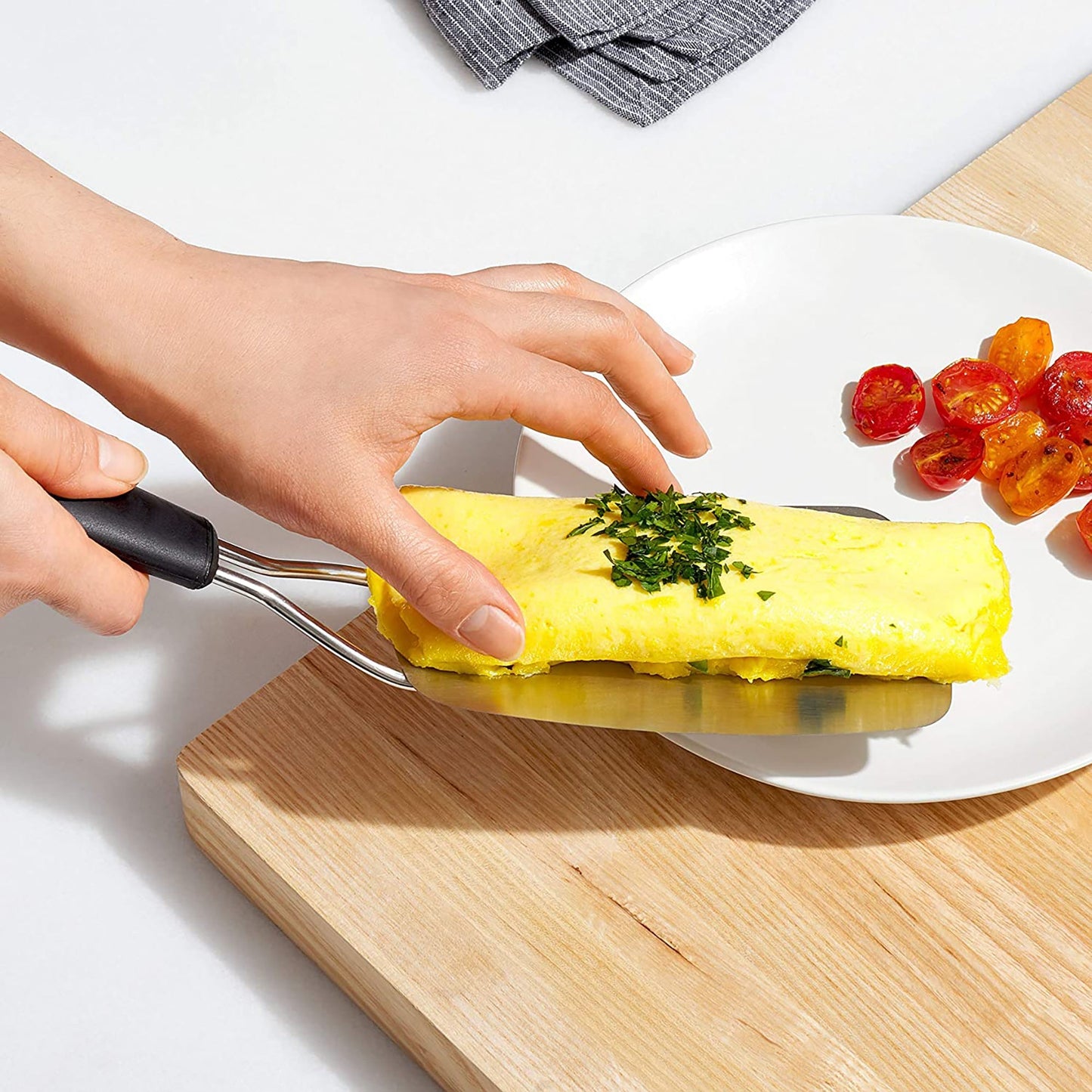 Stainless Steel Flexible Turner with Non Soft Slip Handle Large - Black