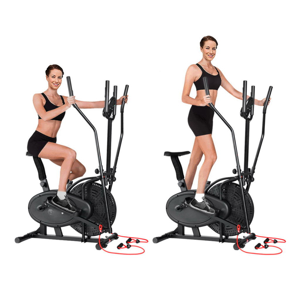 Elliptical Cross Exercise Bike Gym Fitness Machine Running Walking with Resistance Bands - 5 in 1